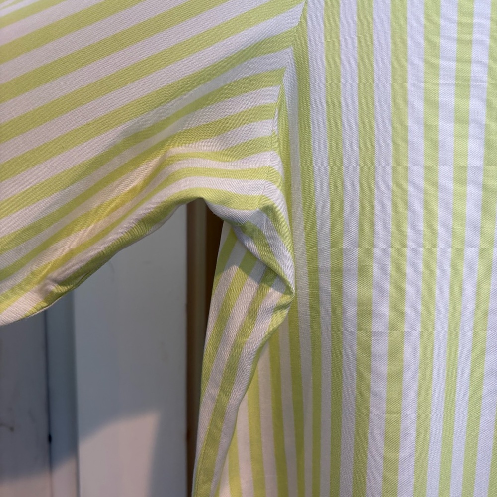 Lord & Taylor Silk Blouse chartreuse striped Vintage size 8 Spring flowy office - Picture 3 of 10